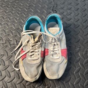 Nike women’s daybreak Grey Sneakers with Red and Blue Accents